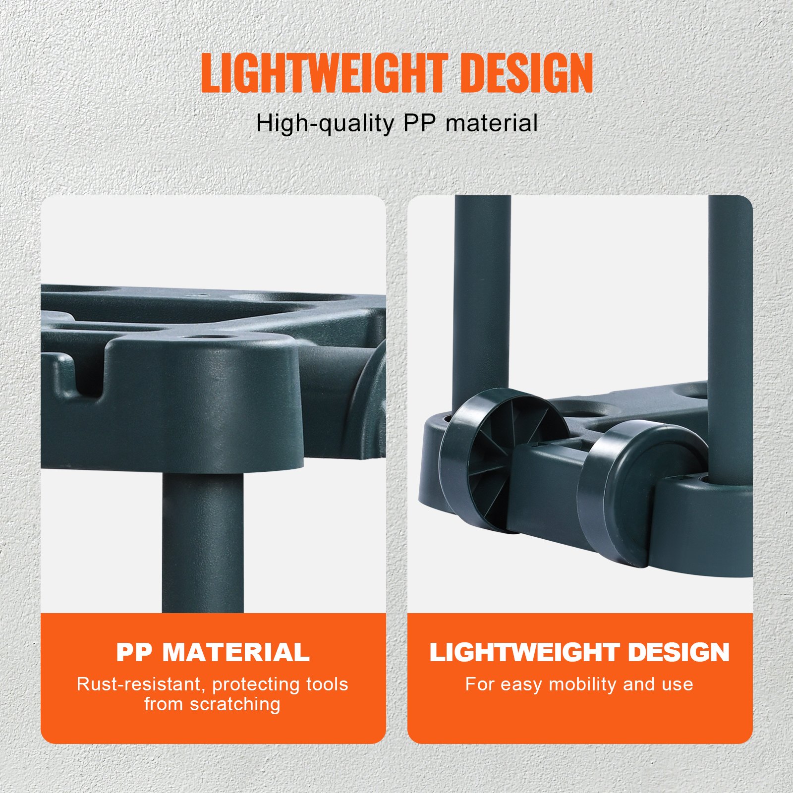 VEVOR Garden Tool Stand 75x35x82cm Tool Holder Organizer PP Multi-Purpose Garden Tool Storage Rack 10 Tool Compartments Anti-Tip System Garden Tool Holder Broom Holder Garage Garden Room