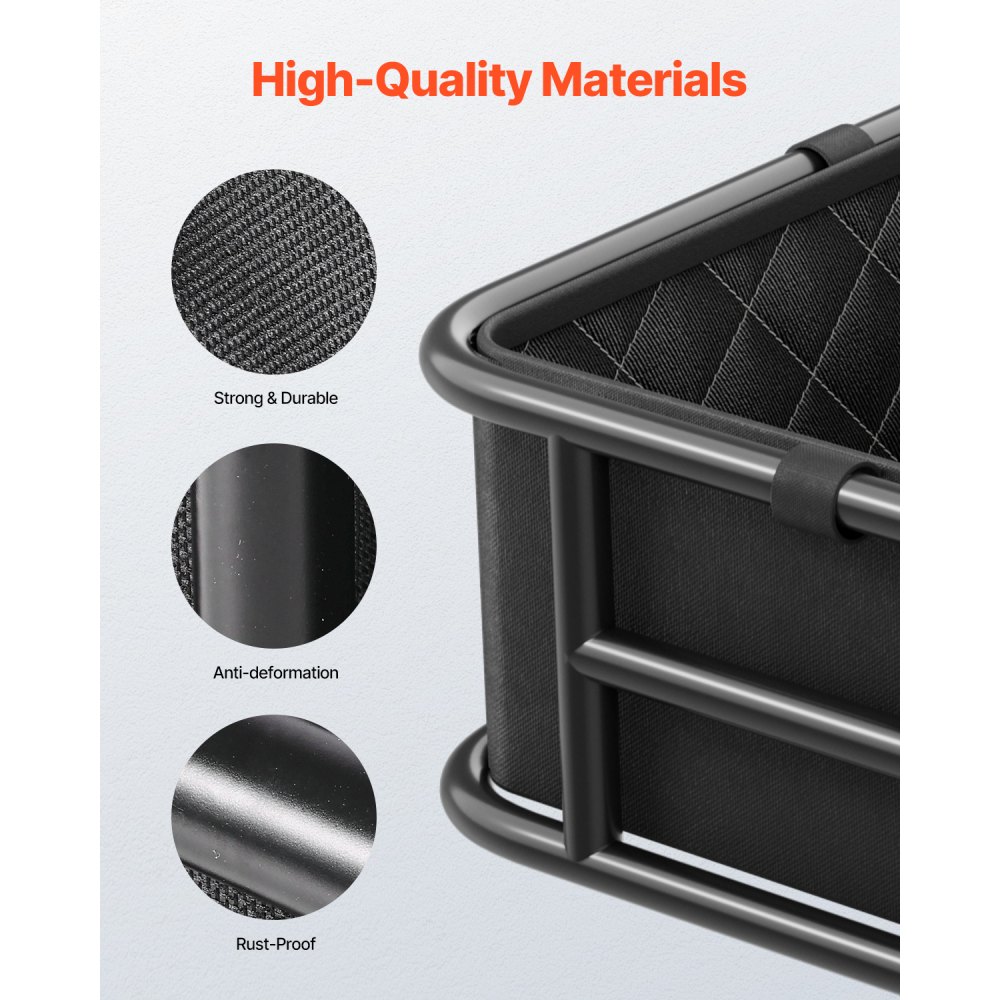 VEVOR Cesta Trasera para Bicicleta Cesta Mediana con Red de Carga Forro y Funda Impermeable Cesta Trasera Resistente para Bicicleta para Llevar Frutas, Comestibles, Herramientas de Montaje Incluidas
