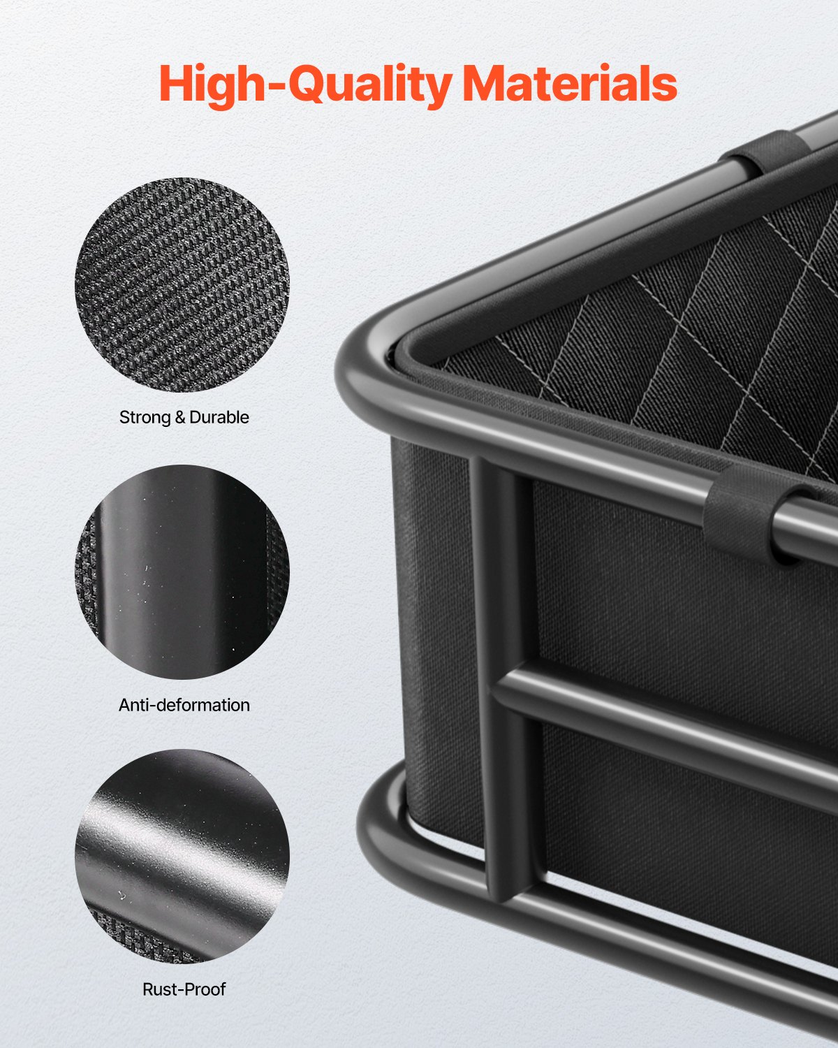 VEVOR Cesta Trasera para Bicicleta Cesta Mediana con Red de Carga Forro y Funda Impermeable Cesta Trasera Resistente para Bicicleta para Llevar Frutas, Comestibles, Herramientas de Montaje Incluidas