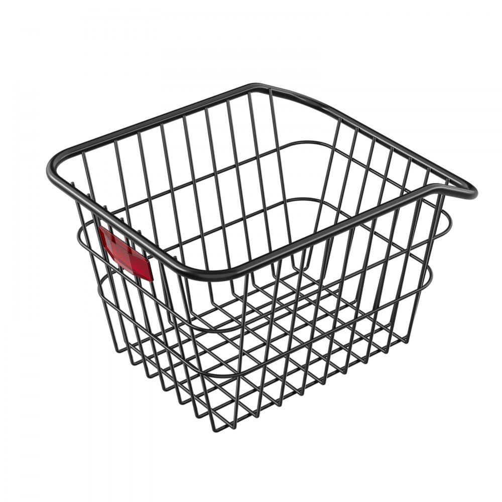 VEVOR Cesta Trasera para Bicicleta Cesta de Alambre de Metal para Bicicleta con Luz Trasera Reflectante y Cubierta Impermeable Cesta Trasera para la Mayoría de los Portabicicletas Traseros