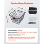 VEVOR rear bicycle basket 375x290x250mm, metal wire rear basket with reflective taillight & cover, rear rack basket, fits most bicycle racks