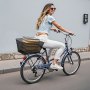 VEVOR Cesta Trasera para Bicicleta Cesta de Malla de Alambre con Red de Carga y Cubierta Impermeable Cesta Trasera de Metal Duradera para Bicicleta 39x31x21 cm Herramientas de Montaje Incluidas