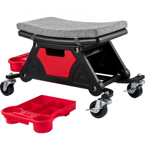 VEVOR Taburete Mecánico Capacidad Carga 136 kg Asiento de Mecánico con Ruedas de 4" Taburete Mecánico con Ruedas 45,7x40,6 cm para Trabajos de Belleza, Reparación de Automóviles, Reparación Mecánica