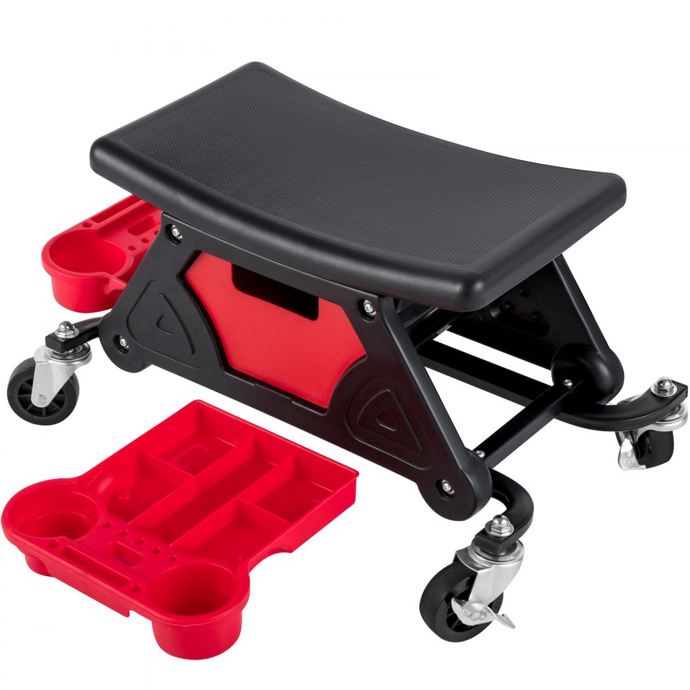 VEVOR Taburete Mecánico Capacidad Carga 136 kg Asiento de Mecánico con Ruedas de 4" Taburete Mecánico con Ruedas 45,7x40,6 cm para Trabajos de Belleza, Reparación de Automóviles, Reparación Mecánica