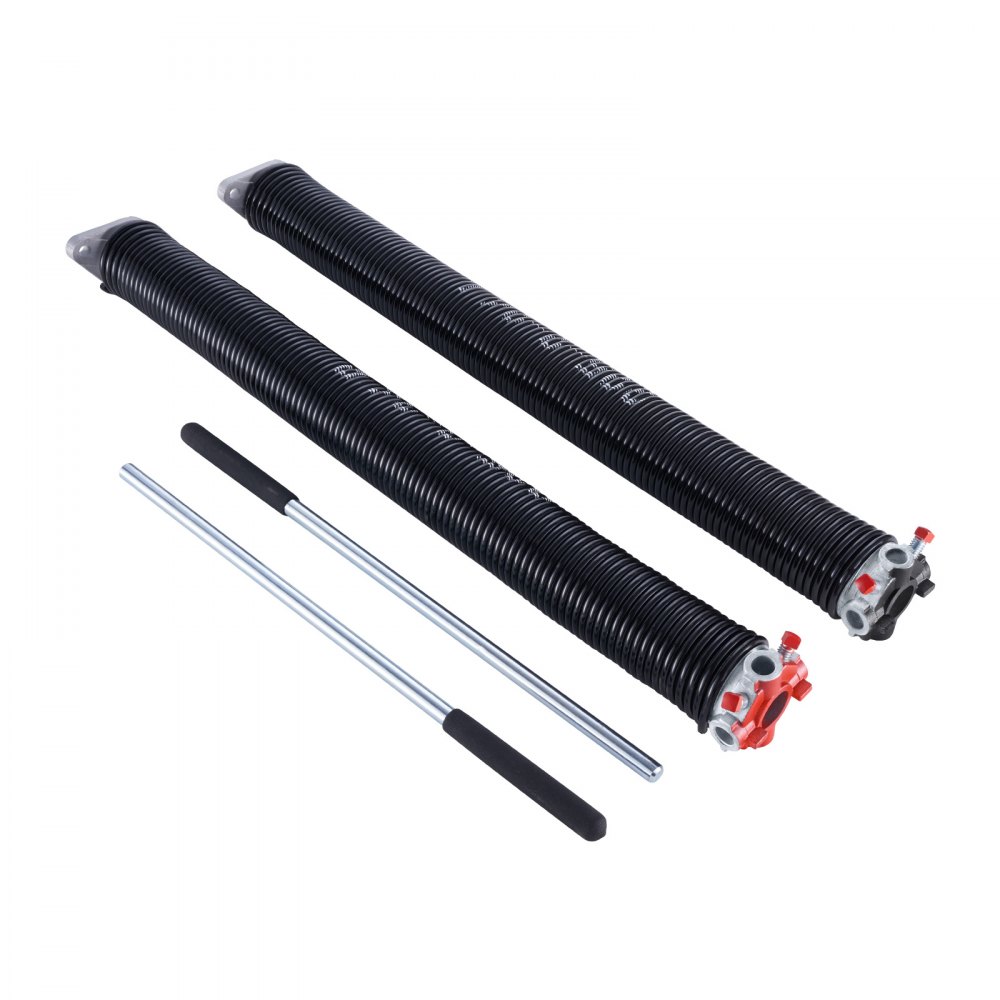 VEVOR Resortes de Torsión para Puertas de Garaje con Barras de Enrollado Antideslizantes y Guantes, Par de Φ5,72 x Φ50,8 x 610 mm, 16 000 Ciclos, Revestimiento Negro de Electroforesis para Reemplazo