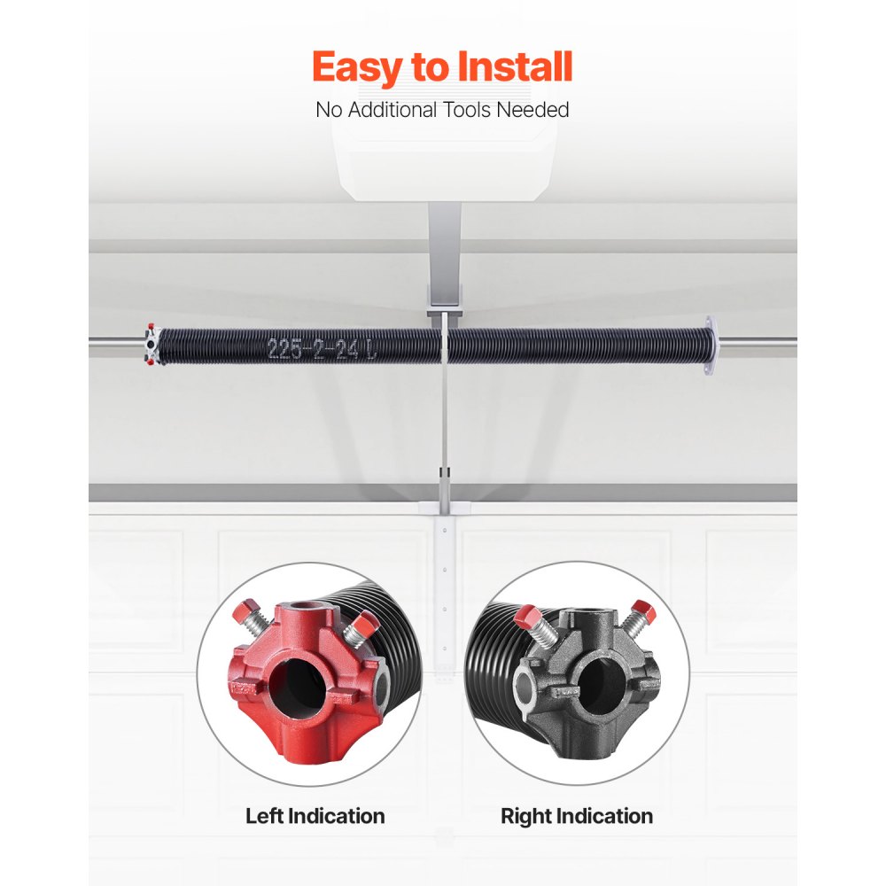 VEVOR Torsion Springs for Garage Doors (Φ 5.72 x Φ 50.8 x 610 mm) 16000 cycles, black coated, replacement, garage door springs with non-slip winding rods, gloves, and mounting wrench