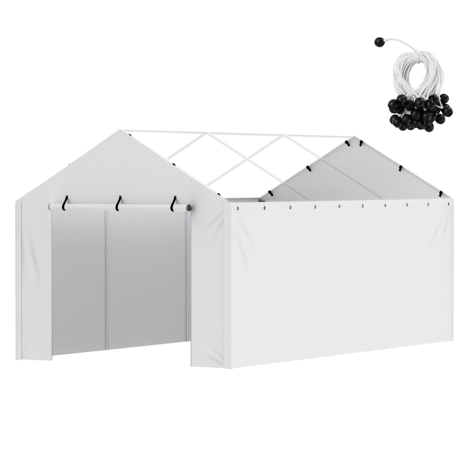 VEVOR Cubierta de Repuesto para Toldo de Cochera 600x300x200 cm Refugio para Tienda de Campaña de Garaje Resistente al Agua con Protección UV Fácil Instalación con Cuerdas Elásticas Marco NO Incluido
