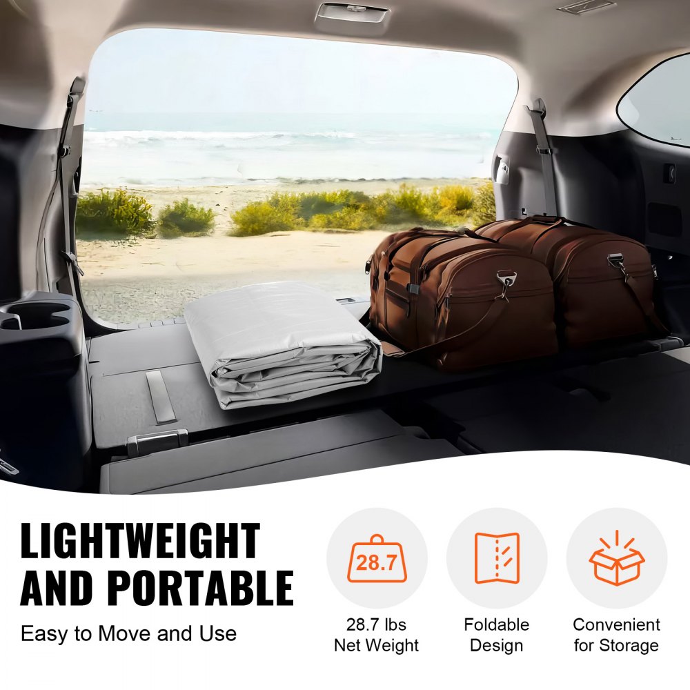 VEVOR Cubierta de Repuesto para Toldo 600 x 300 x 200 cm, Refugio para Tienda de Campaña de Garaje, Resistente al Agua y con Protección UV con Cuerdas Elásticas de Bolas, Blanco, Marco NO Incluido