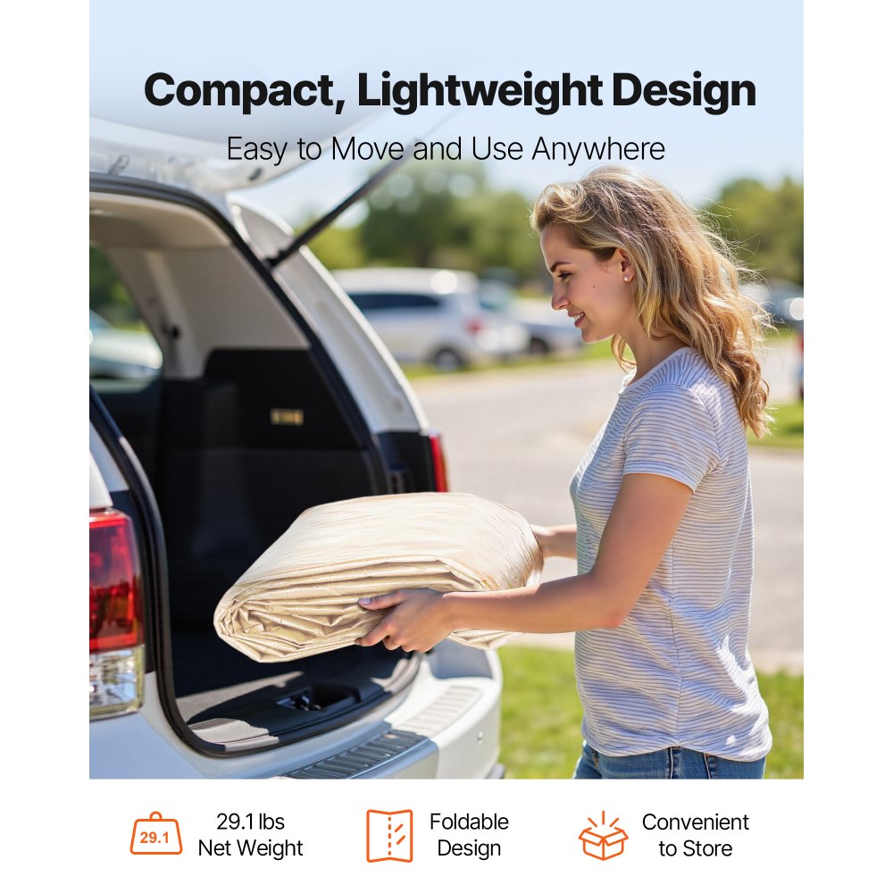 VEVOR Toldo de Repuesto para Cochera de 303x601 cm, Carpa de Garaje para Coche con Paredes Laterales, Refugio para Vehículos Tela de Polietileno Resistente a los Rayos UV, Beige, Marco No Incluido