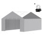 VEVOR Tela de Repuesto para Toldo de Cochera 6,1 x 4 m Lona de Garaje para Pared Lateral Impermeable con Protección UV Elásticos de Bola Fácil Instalación, Gris (Parte Superior y Marco No Incluidos)