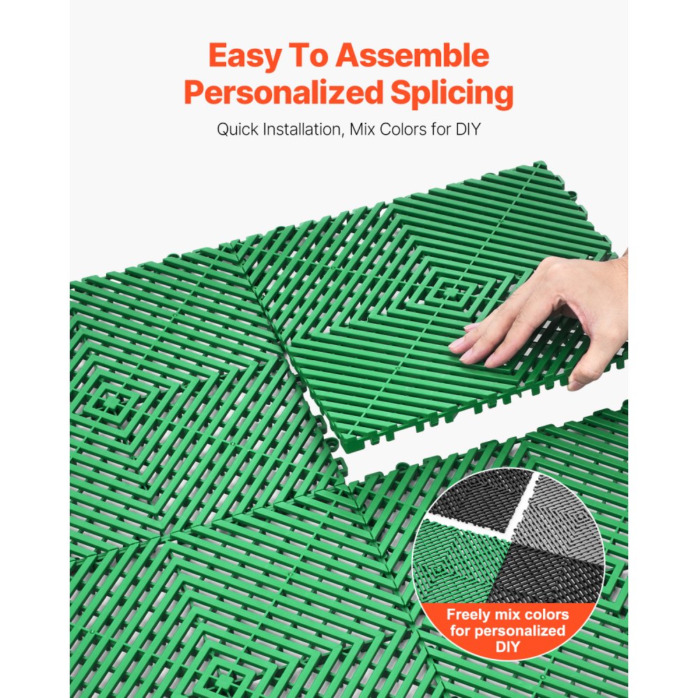 VEVOR Alfombrilla de Drenaje Entrelazada de 310 x 310 x 15,1 mm, 50 Alfombrillas de Drenaje Entrelazadas, Alfombrilla de Drenaje de Polipropileno Antideslizante para Suelo, Baño, Garaje, Jardín, Verde