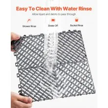 VEVOR Alfombrilla de Drenaje Entrelazada de 310 x 310 x 15,1 mm, 40 Alfombrillas de Drenaje Entrelazadas, Alfombrilla de Drenaje de Polipropileno Antideslizante para Suelo, Baño, Garaje, Jardín, Gris