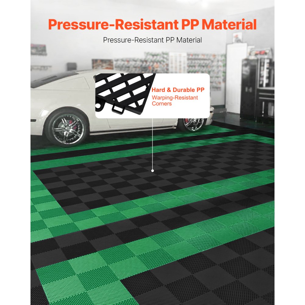 VEVOR 24 x Interlocking Drainage Mat Shower Mat 415 x 415 mm Modular Interlocking Floor Mats 17.6 mm Thick Drainage Mats, Non-Slip Drainage Floor Tiles, for Garage Black