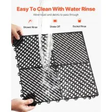 VEVOR Alfombrilla de Drenaje Entrelazada de 415 x 415 x 17,6 mm, 24 Alfombrillas de Drenaje Entrelazadas, Alfombrilla de Drenaje de Polipropileno Antideslizante para Suelo, Baño, Garaje, Jardín, Negro