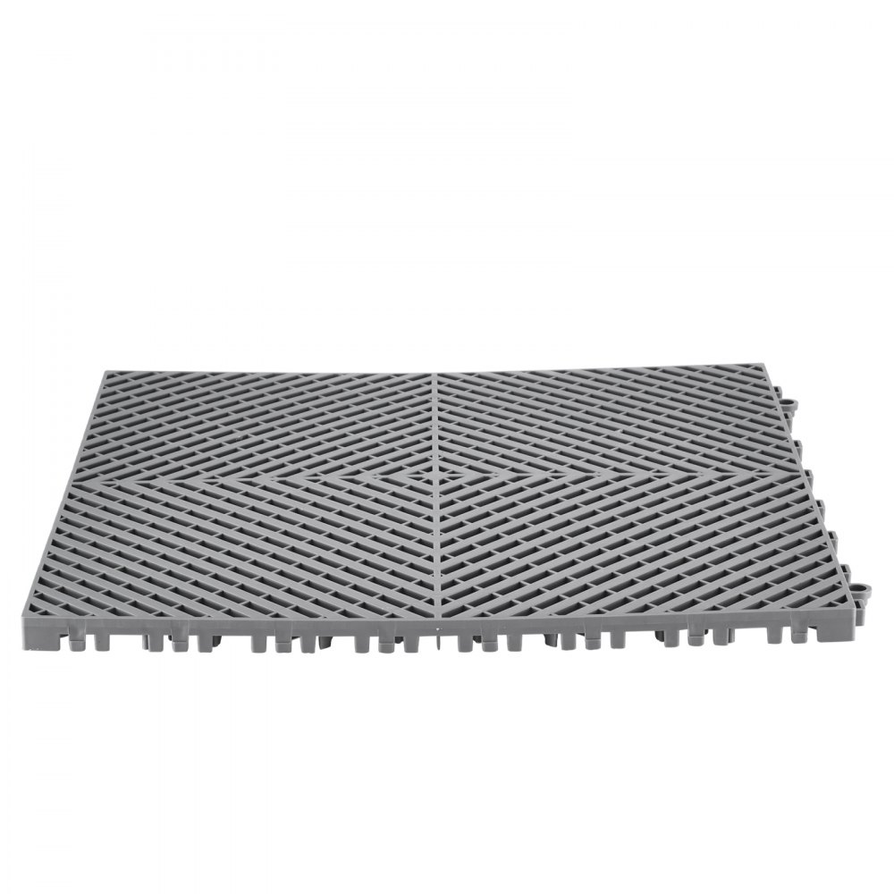 VEVOR Interlocking Drainage Mat, 15.7 x 15.7 Inches, Modular Interlocking Cushion, 24-Piece Spliced Drainage Mats, Non-Slip Gray PP Drainage Floor Tiles and Shower Mat, for Garage, Garden, Kitchen and Outdoor Areas