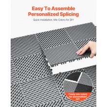 VEVOR Alfombrilla de Drenaje Entrelazada de 415 x 415 x 17,6 mm, 24 Alfombrillas de Drenaje Entrelazadas, Alfombrilla de Drenaje de Polipropileno Antideslizante para Suelo, Baño, Garaje, Jardín, Gris