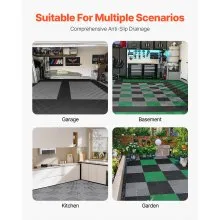 VEVOR Alfombrilla de Drenaje Entrelazada de 415 x 415 x 17,6 mm, 24 Alfombrillas de Drenaje Entrelazadas, Alfombrilla de Drenaje de Polipropileno Antideslizante para Suelo, Baño, Garaje, Jardín, Gris