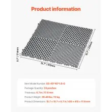 VEVOR Alfombrilla de Drenaje Entrelazada de 415 x 415 x 17,6 mm, 24 Alfombrillas de Drenaje Entrelazadas, Alfombrilla de Drenaje de Polipropileno Antideslizante para Suelo, Baño, Garaje, Jardín, Gris