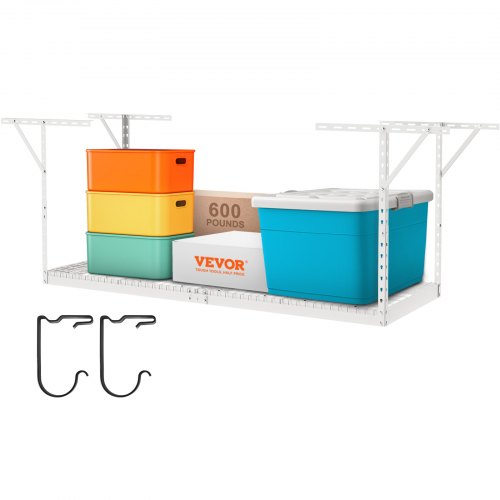 VEVOR Estante de almacenamiento para garaje 36 x 96 pulgadas estante de almacenamiento de techo acero laminado en frío ajustable para almacenamiento en garaje, organización,carga 600 libras, blanco