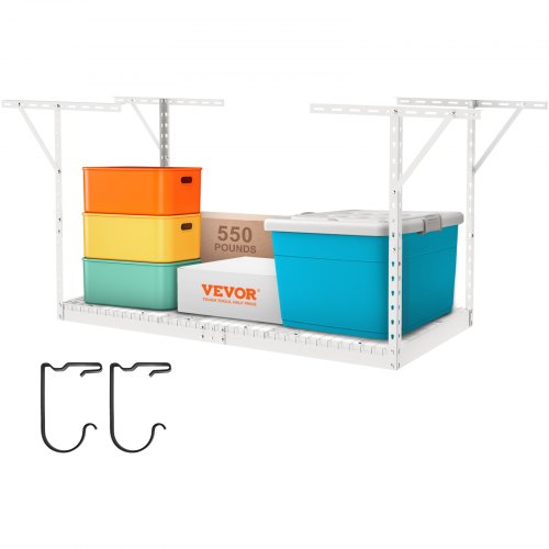 VEVOR Estante de Almacenamiento para Garaje, 36"x72", Estante de Almacenamiento de Techo, Acero Laminado en Frío Ajustable para Almacenamiento en Garaje, Organización, Carga 250 kg, 22"-40", Blanco
