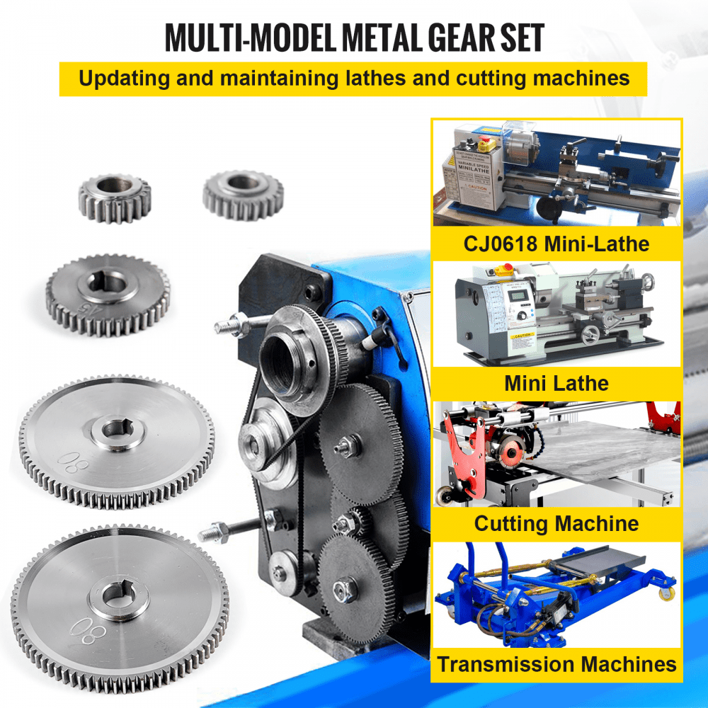 Vevor 5 Pcs Engranajes Para Mini Tornos De Metal Y Fresadoras Alta Precisión