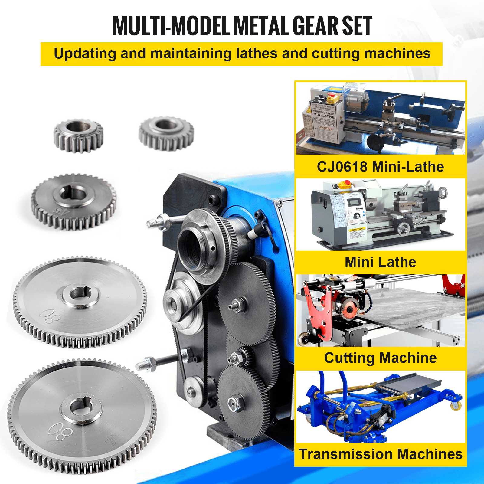 Vevor 5 Pcs Engranajes Para Mini Tornos De Metal Y Fresadoras Alta Precisión