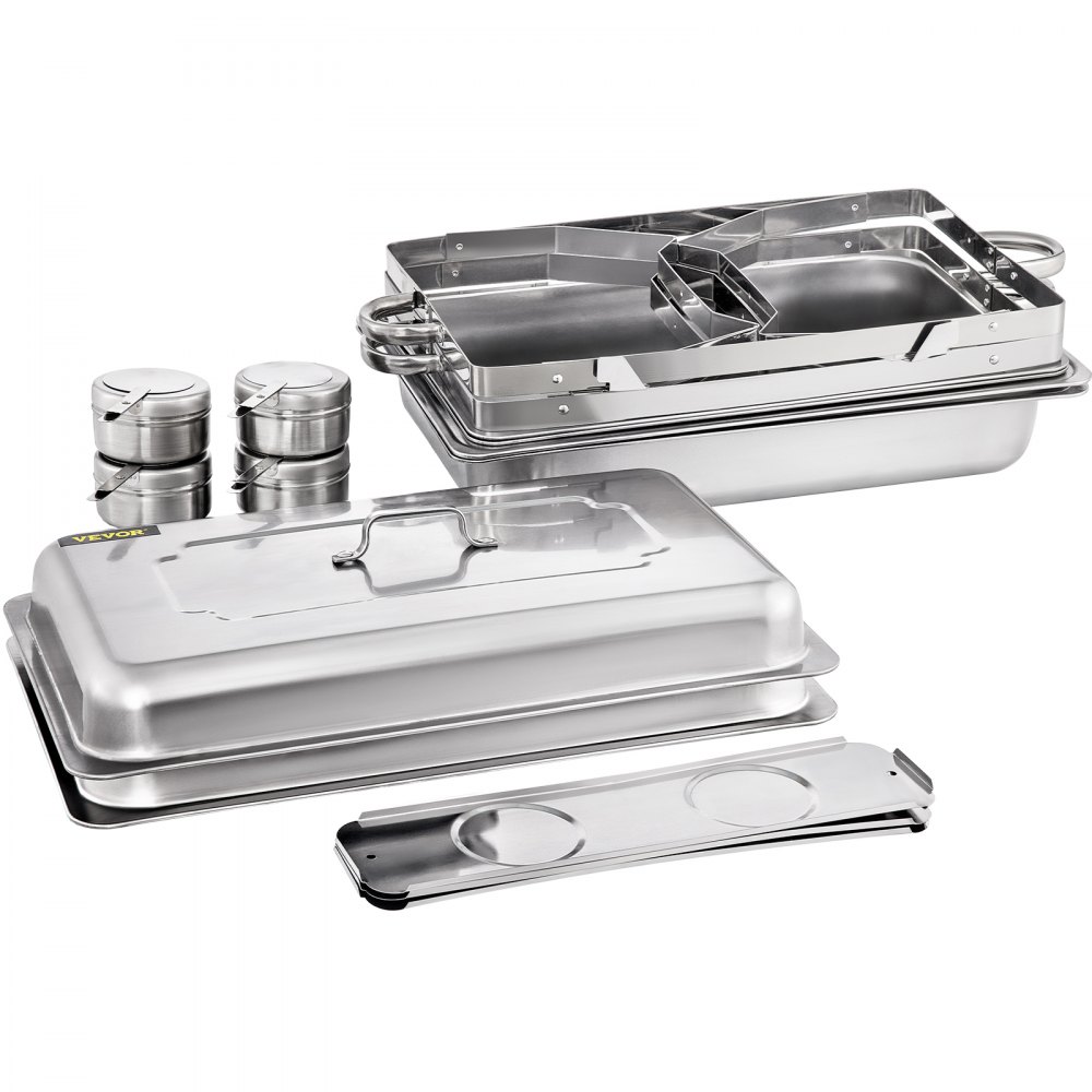 Chafing Dish 2pcs GN1/2 con tapa Acero Inoxidable 401 Alimentos Calientes 9L