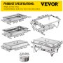 Chafing Dish 2pcs GN1/2 con tapa Acero Inoxidable 401 Alimentos Calientes 9L
