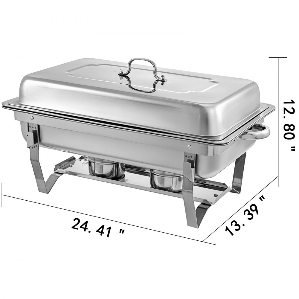 6 Bandejas Chafing Dish Con Tapa Acero Inoxidable 401 Alimentos Nuevo Calientes
