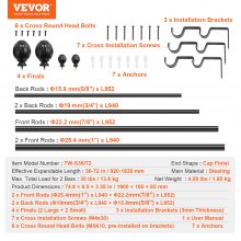 VEVOR Barra de Cortina Doble Longitud Extensible 92-183 cm, Extremos Redondos