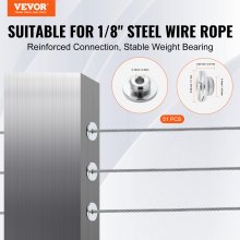 VEVOR Barandilla de cable 51 piezas fundas protectoras de rueda de 1/8", tensor de terminal invisible de 1/8", cubiertas protectoras para poste de barandilla de cable, poste de orificio horizontal