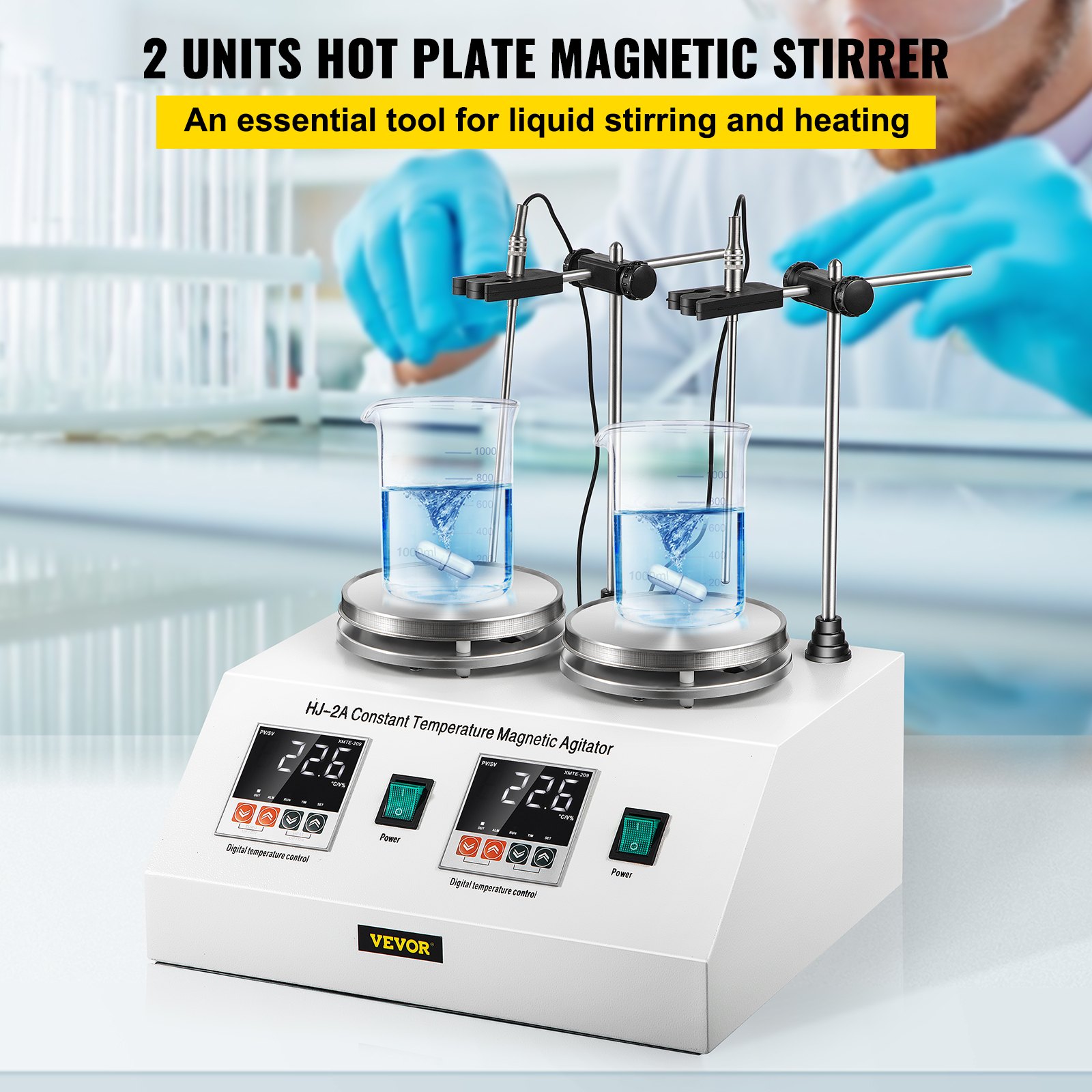 Mezclador Agitador Magnético 2 Unidades Max.1000ml Acero Inoxidable