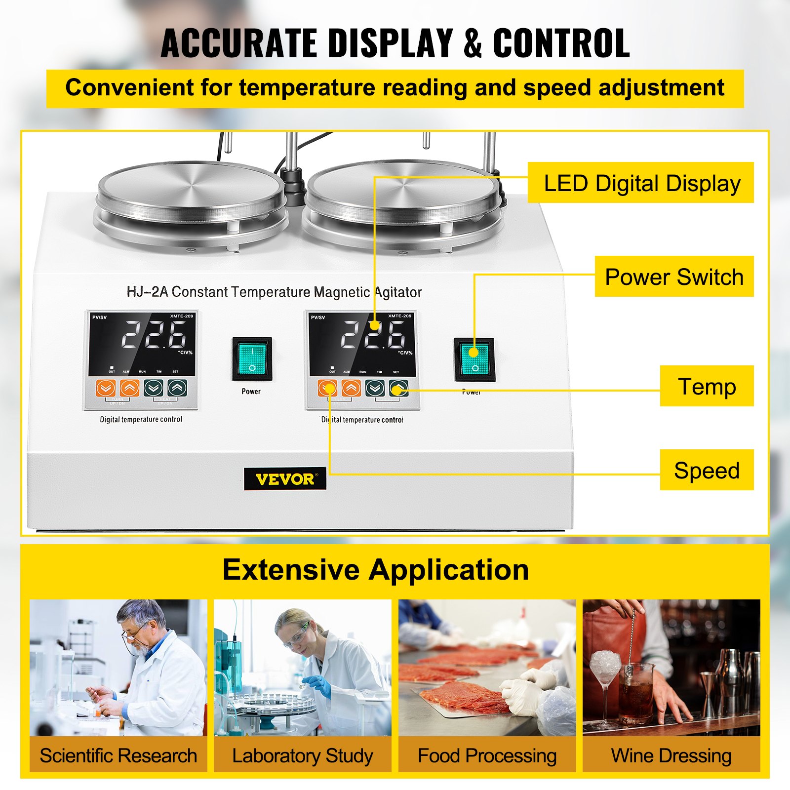 Mezclador Agitador Magnético 2 Unidades Max.1000ml Acero Inoxidable