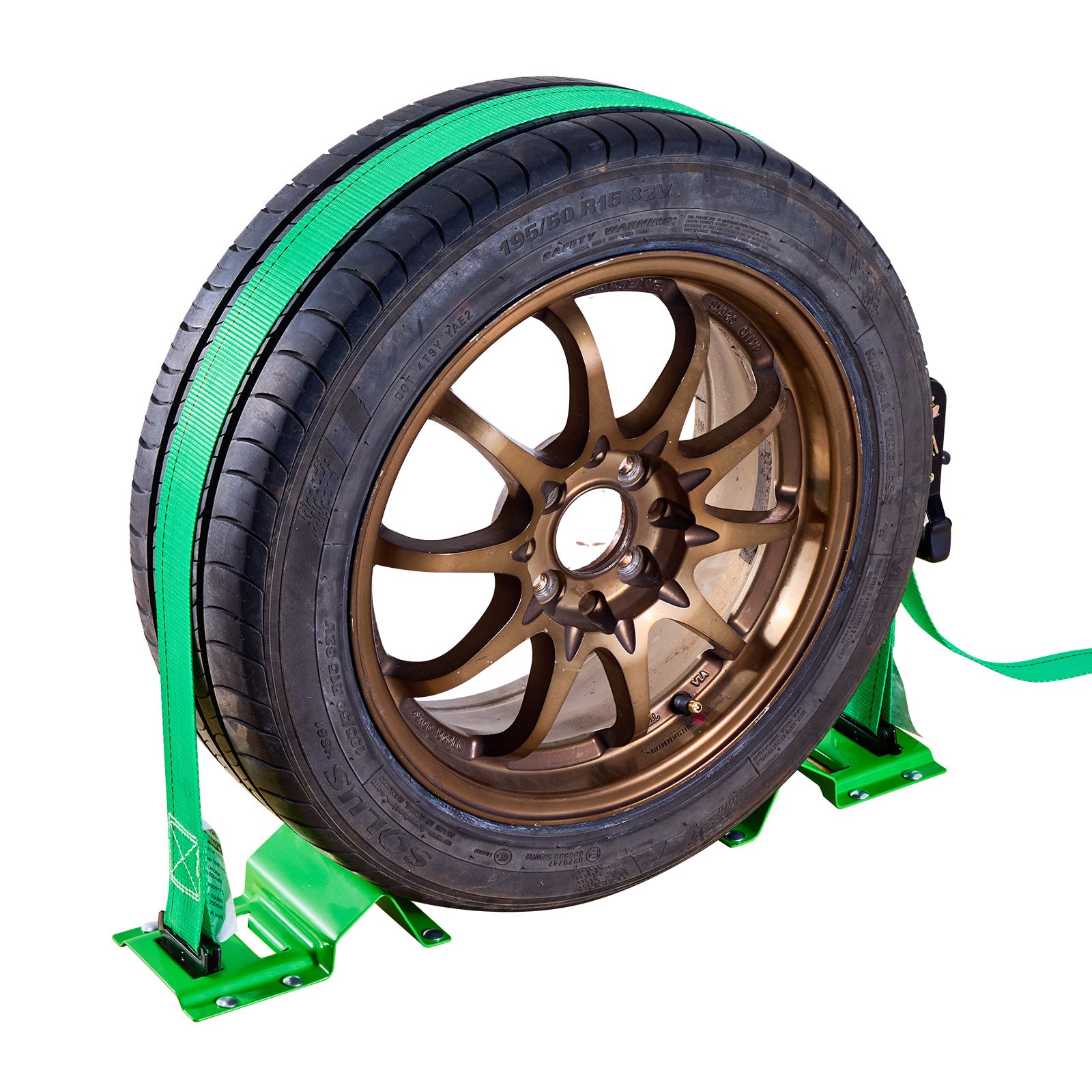 VEVOR Kit de Amarre de Calzo de Ruedas, Correas de Amarre para Ruedas Tipo Calzo con Hebilla, Resistencia a la Rotura de 1986,73 kg, Carga de Trabajo de 662 kg, para Vehículos, ATV, UTV, Verde