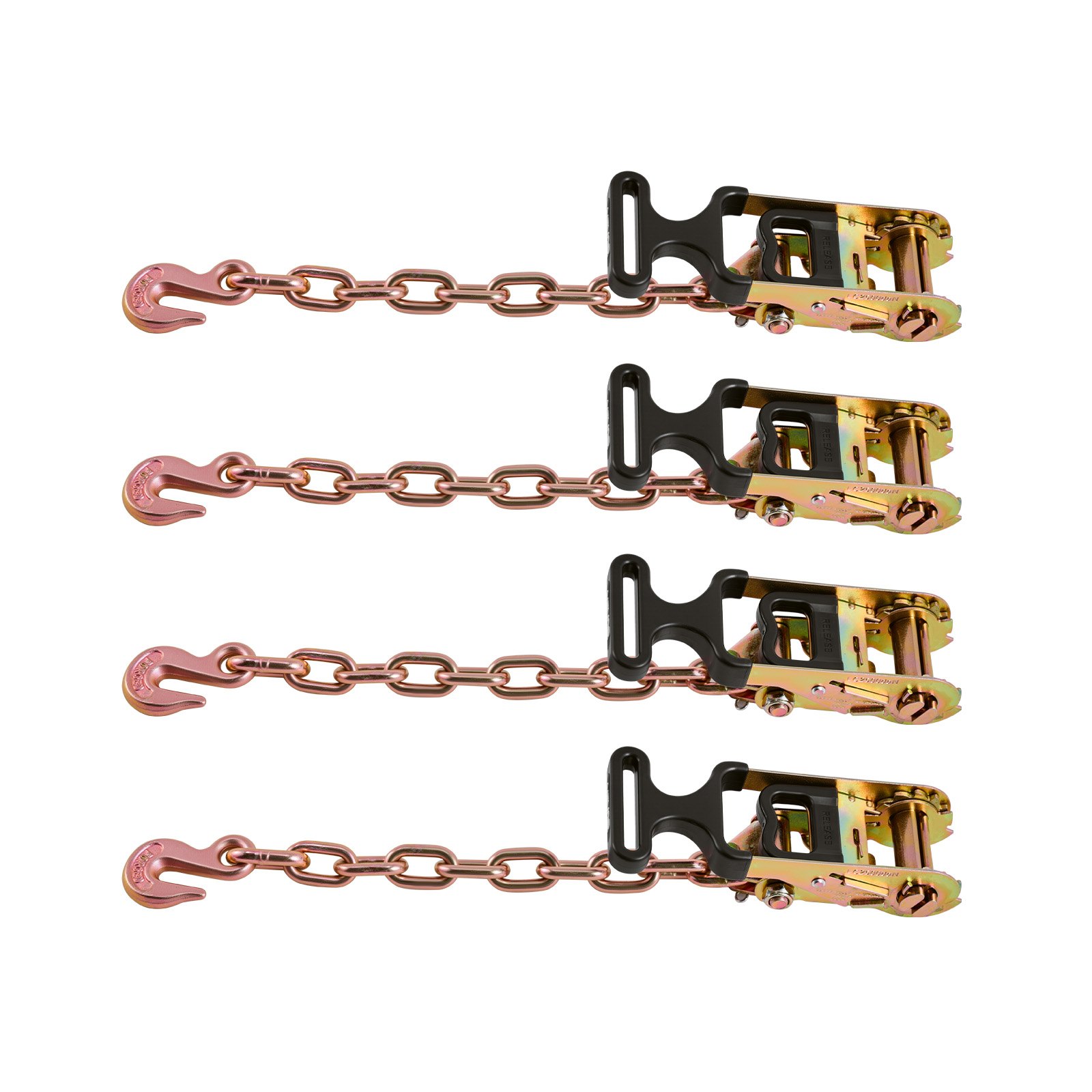 VEVOR Kit de Amarre de Calzo de Ruedas 50,8x3048 mm, Correas de Amarre para Rueda con Gancho Resistente, Resistencia a la Rotura de 4540 kg, Carga de Trabajo de 1512 kg, 4 Piezas, Negro y Amarillo