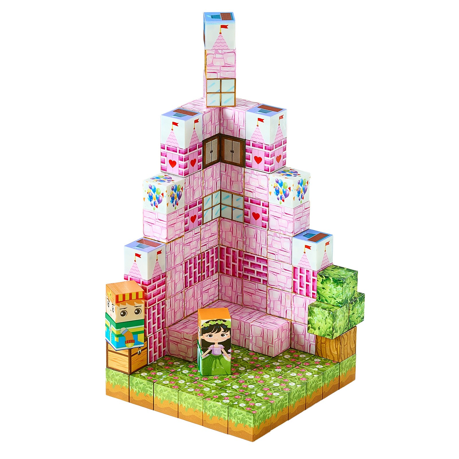 VEVOR Bloques Magnéticos, Juego de 100 Piezas de Castillo de Princesa Cubos de Construcción Magnéticos, Juguetes Sensoriales STEM Montessori de Construcción Apilable para Niños de 3 Años o Más