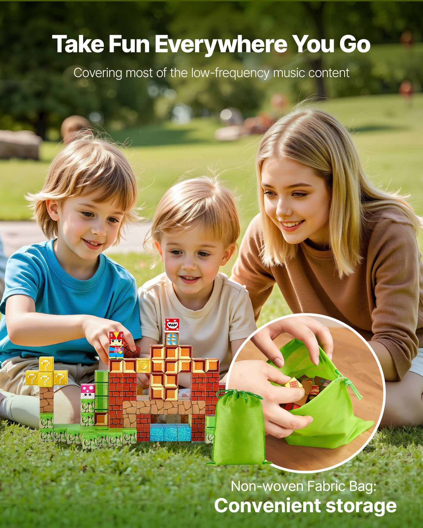VEVOR Bloques Magnéticos, Juego de 100 Piezas de Escena de Mario Cubos de Construcción Magnéticos, Juguetes Sensoriales STEM Montessori de Construcción Apilable para Niños de 3 Años o Más