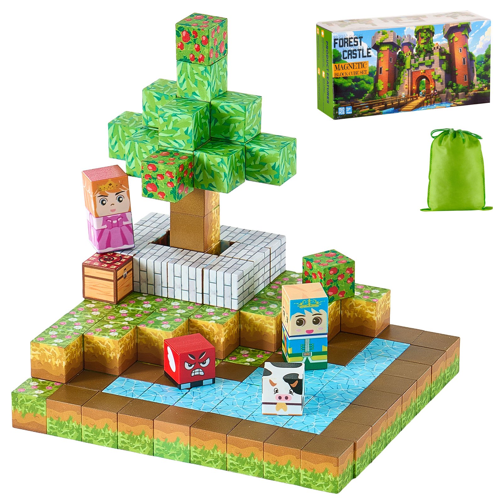 VEVOR Bloques Magnéticos, Juego de 100 Piezas de Escena de Mario Cubos de Construcción Magnéticos, Juguetes Sensoriales STEM Montessori de Construcción Apilable para Niños de 3 Años o Más