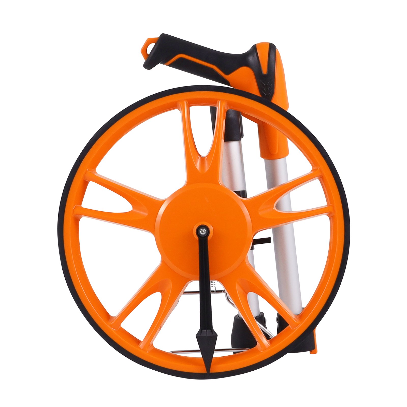 Rueda de medición VEVOR con borde naranja brillante y mango plegable para un cómodo almacenamiento.