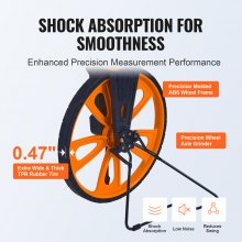 VEVOR Odómetro de Rueda para Medición de Distancia Diámetro de Rueda de 317,5 mm Topómetro Medición de Distancia Mango Plegable de 101-52 cm Rango de Medición de 9999,9 m Diseño Freno de Mano Mecánico