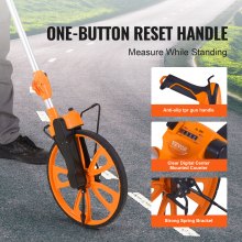 VEVOR Odómetro de Rueda para Medición de Distancia Diámetro de Rueda de 317,5 mm Topómetro Medición de Distancia Mango Plegable de 101-52 cm Rango de Medición de 9999,9 m Diseño Freno de Mano Mecánico