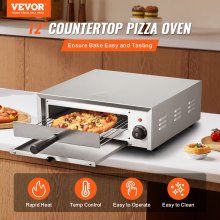 VEVOR Horno de Pizza Eléctrico 1500 W con Bandeja Extraíble 500 x 380 x 190 mm