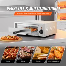 VEVOR Horno de Pizza Eléctrico 1500 W con Bandeja Extraíble 500 x 380 x 190 mm