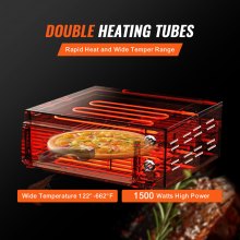 VEVOR Horno de Pizza Eléctrico Encimera 1500 W Temporizador 477 x 370 x 190 mm