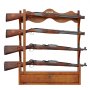 VEVOR Soporte de Pared para Pistola Estante de Madera para Rifle Estante para Rifle 4 Ranuras Carga 60 kg con Acolchado Suave Exhibición de Almacenamiento para Cabinas de Escopeta, Tienda, Casa