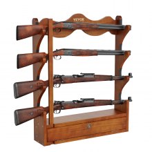 Estante para armas VEVOE, estante para armas de madera con 4 ranuras, estante de exhibición para armas de montaje en pared, con capacidad para 4 rifles