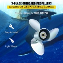 VEVOR 3860709 Hélice fueraborda Hélice para barco 3 palas 14,5" de diámetro x 21" de paso