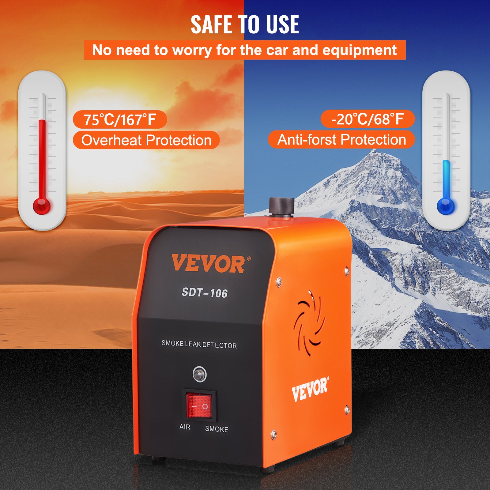 VEVOR Detector de Fugas de Combustible Flujo de 15 L/min Sistema de Tubería de Combustible EVAP Probador de Máquina de Humo Máquina de Prueba de Fugas 15 PSI para Automóvil Motocicleta Camioneta