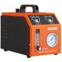 Detector de fugas de humo VEVOR en color naranja y negro con asa, manómetro y botones de control.