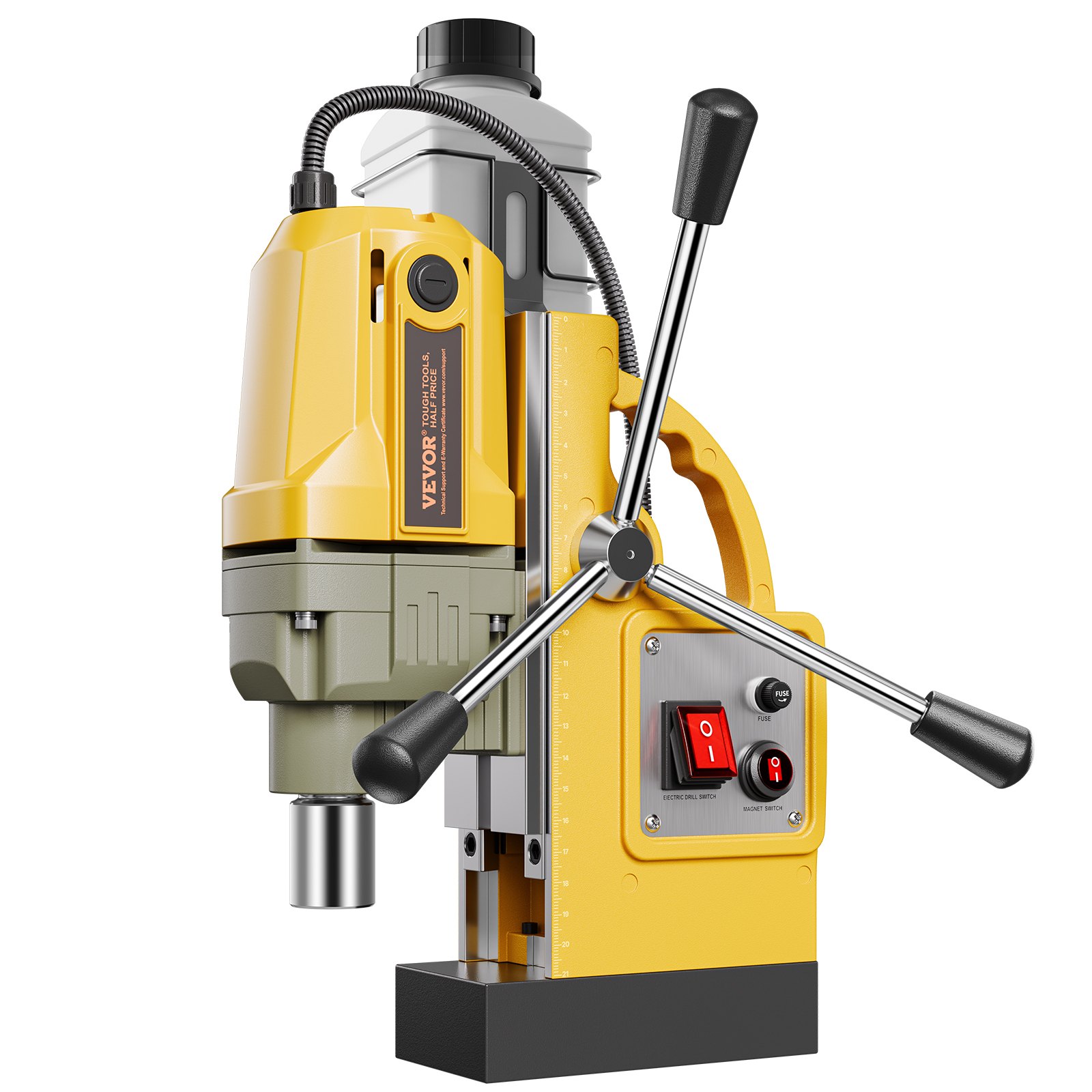 VEVOR 1400 W Taladro Magnético, Taladro de Columna Magnético Portátil de 12500 N con 11 Brocas de Perforación, Diámetro de Perforación de 40 mm, Velocidad de 800 RPM, para Mejoras para el Hogar